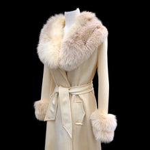 Load image into Gallery viewer, Vintage 60’s LIlli Ann White Cream Ombré Fox Fur Princess Fit and Flare Belted Pinup Mod Coat