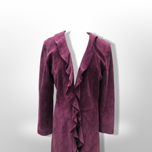 Load image into Gallery viewer, Purple Suede Ruffle Duster Coat