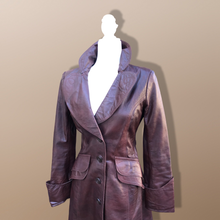 Load image into Gallery viewer, 70’s Vintage Brown Leather Fitted Trench 36” Bust Bagatelle Spy Classic 70’s