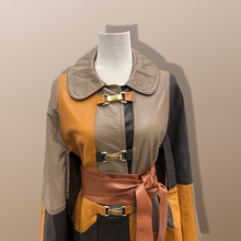 Load image into Gallery viewer, 70’s Mod Leather Color Block Poncho Cape Boho Chic Made in West Germany