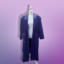 Load image into Gallery viewer, Vintage 90’s Purple London Fog Pure Wool and Leather Career Professional Day and Night Coat