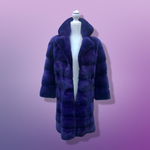 Load image into Gallery viewer, New Kopenhagen Purple Mink Horizontal Coat with Ombré Black Purple Whole Premium Dyed Mink Skins