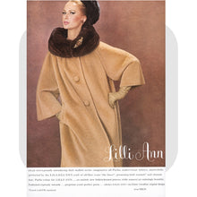 Load image into Gallery viewer, Vintage Women's Coat- 60s Lilli Ann Camel Tan Color  Luxury Mink Wool Swing Coat One Size Fits All Mad Men Style