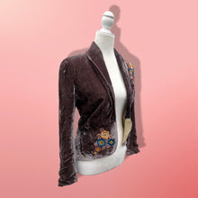 Load image into Gallery viewer, Vintage 90’s Embroidered Floral Velvet Silk Jacket Blazer Spring