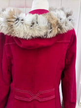 Load image into Gallery viewer, Vintage 70’s Coat Red Princess Spotted Faux Fur Hooded Christmas Holiday Winter Princess