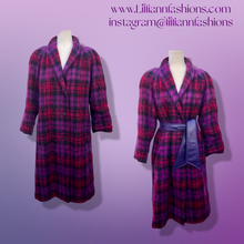 Load image into Gallery viewer, Vintage Purple Pink Pure Mohair Wool Plaid Coat