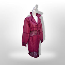 Load image into Gallery viewer, Brand New Deadstock Vintage 90’s Pink Leather Magenta Lace Duster Coat