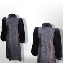 Load image into Gallery viewer, Vintage Couture 80’s Does 40’s Vintage Fur Coat Genuine Broadtail Persian Lamb Sheared Beaver Bishop Sleeve Puff Sleeve Old Glamour Hollywood