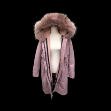 Load image into Gallery viewer, New Pink Mauve Colored Parka Coat Hooded with Fox Fur and  Removable Fur Liner Water and Snow-proof Versatile