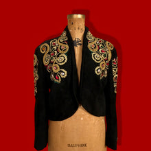 Load image into Gallery viewer, Vintage 80’s Suede and Jeweled Bolero Mint Rare Made in Paris Couture Bolero Jacket