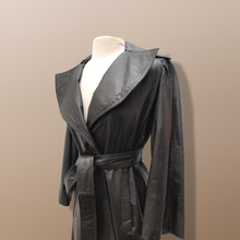 Load image into Gallery viewer, Vintage Brown Leather Trench Spy Coat Lord and Taylor Fit and Flare