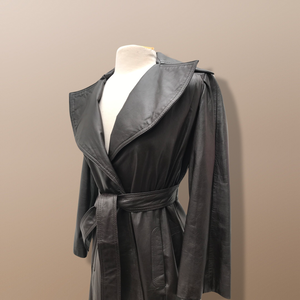 Vintage Brown Leather Trench Spy Coat Lord and Taylor Fit and Flare
