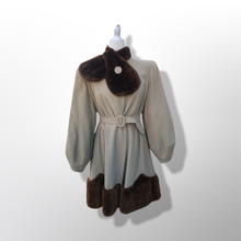 Load image into Gallery viewer, Collectible Rare 30’s early 40’s Coat Cashmere Wool and Scalloped Mouton Fur Balloon Sleeves Fitted and Flared