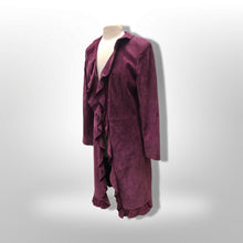 Load image into Gallery viewer, Purple Suede Ruffle Duster Coat