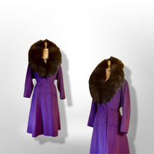 Load image into Gallery viewer, Vintage Women&#39;s New Look 40s Purple Violet Princess Pinup Pinup Coat Full Skirted Massive Fox Fur Film Noir Golden Age Old Hollywood Glamour