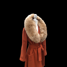 Load image into Gallery viewer, 70’s Vintage Wrap Coat in Fall Autumnal Orange Fit and Flare Princess Wool and Shearling