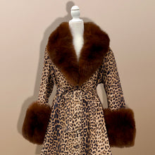 Load image into Gallery viewer, Leopard Print Leather and Fox Fur Trench Fit and Flare Coat