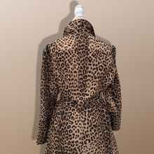 Load image into Gallery viewer, Leopard Print Leather and Fox Fur Trench Fit and Flare Coat