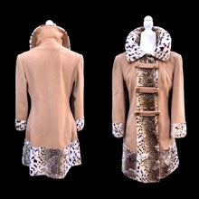 Load image into Gallery viewer, Vintage 60’s Mod Camel Wool Faux Fur Leopard Spotted Print Coat Bondi’s Fifth Ave