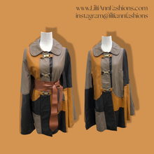 Load image into Gallery viewer, 70’s Mod Leather Color Block Poncho Cape Boho Chic Made in West Germany