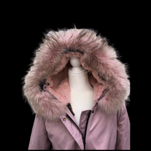 Load image into Gallery viewer, New Pink Mauve Colored Parka Coat Hooded with Fox Fur and  Removable Fur Liner Water and Snow-proof Versatile