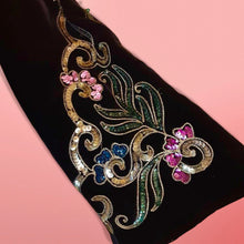 Load image into Gallery viewer, Vintage 30s 40s Coat- Velvet Black Embroidered Pink Beaded Film Noir Square Shoulders Angel Bell Sleeves Opera Valentine's Day Couture