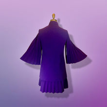 Load image into Gallery viewer, 60s Mod Lilli Ann Purple Cape Coat and Dress Set Flare Angel Accordion Pleats Sleeve Accordion Sleeves Mad Men Jackie Kennedy S/M