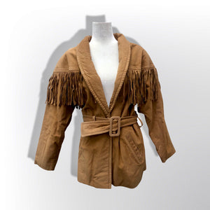 Vintage 80’s 90’s Fringe Suede Jacket Cowboy Cowgirl Beyoncé Carter Style Belted Fit and Flare