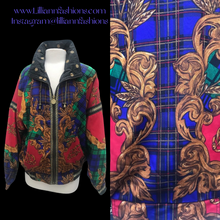 Load image into Gallery viewer, 90’s Neiman Marcus Bomber Windbreaker Waterproof Red and Blue with Gold Chorded Trim