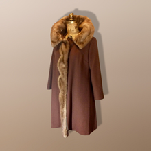 Load image into Gallery viewer, 50s Scallop Mink Swing Coat-- Hazel Mink Brown Wool Open Size 50s 60s Mod Loose Fit Jackie Kennedy