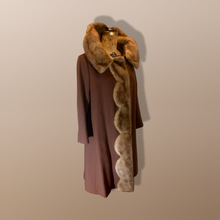Load image into Gallery viewer, 50s Scallop Mink Swing Coat-- Hazel Mink Brown Wool Open Size 50s 60s Mod Loose Fit Jackie Kennedy