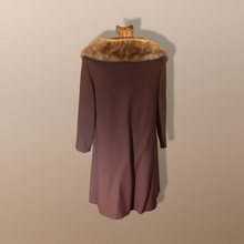 Load image into Gallery viewer, 50s Scallop Mink Swing Coat-- Hazel Mink Brown Wool Open Size 50s 60s Mod Loose Fit Jackie Kennedy
