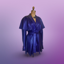 Load image into Gallery viewer, Vintage Women's Coat- 70s 80s Purple Violet Leather Trench Dress Coat Jacket Studio 54 Fit Flare Spy Length 3/4 Flexible Size Princess