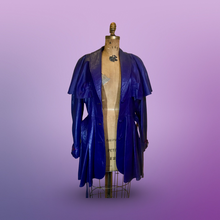 Load image into Gallery viewer, Vintage Women's Coat- 70s 80s Purple Violet Leather Trench Dress Coat Jacket Studio 54 Fit Flare Spy Length 3/4 Flexible Size Princess
