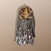 Load image into Gallery viewer, 70s Leather Fur Mink Cocoa Swirl Patchwork Vintage Coat With Fur Skirt S/M/L