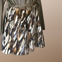 Load image into Gallery viewer, 70s Leather Fur Mink Cocoa Swirl Patchwork Vintage Coat With Fur Skirt S/M/L
