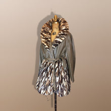 Load image into Gallery viewer, 70s Leather Fur Mink Cocoa Swirl Patchwork Vintage Coat With Fur Skirt S/M/L