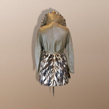 Load image into Gallery viewer, 70s Leather Fur Mink Cocoa Swirl Patchwork Vintage Coat With Fur Skirt S/M/L