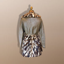 Load image into Gallery viewer, 70s Leather Fur Mink Cocoa Swirl Patchwork Vintage Coat With Fur Skirt S/M/L
