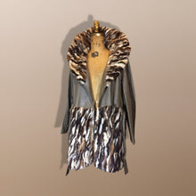 Load image into Gallery viewer, 70s Leather Fur Mink Cocoa Swirl Patchwork Vintage Coat With Fur Skirt S/M/L