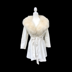 70’s White Leather and Fox Fur Coat