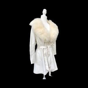 70’s White Leather and Fox Fur Coat