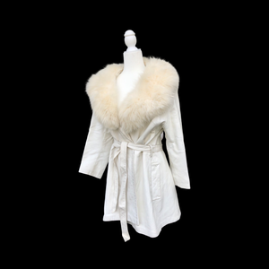 70’s White Leather and Fox Fur Coat