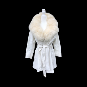 70’s White Leather and Fox Fur Coat