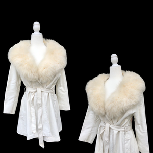 70’s White Leather and Fox Fur Coat