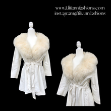 Load image into Gallery viewer, 70’s White Leather and Fox Fur Coat