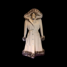 Load image into Gallery viewer, Pinup Hooded Fox Fur Princess Camel Wool Tiger Striped Print 50s 60s Fit and Flare Coat S/M Russian Princess