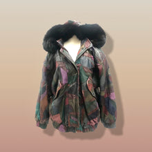 Load image into Gallery viewer, Patchwork Leather Bomber with Hood Trimmed with Fox Fur Bomber
