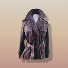 Load image into Gallery viewer, 70s Coat Bergundy Oxblood Leather Trench Spy