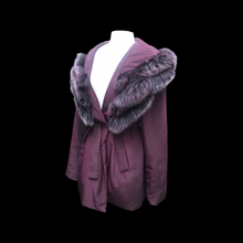 Load image into Gallery viewer, Light Waterproof Canadian Purple Coat with Ombré Purple Fox Fur and Hood